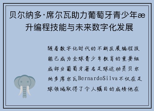 贝尔纳多·席尔瓦助力葡萄牙青少年提升编程技能与未来数字化发展